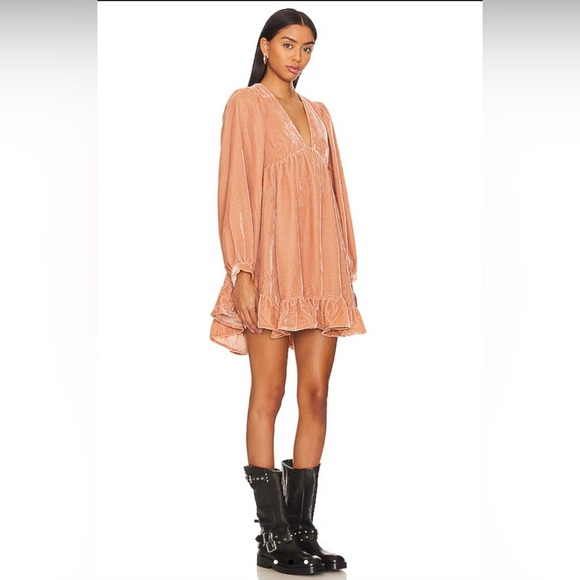 Free People Dresses & Skirts - NEW Free People Estella Dress Velvet Babydoll Tuffled Size Small